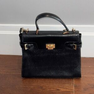 Muska Elegant Black Leather Top Handle and Shoulder Handbag